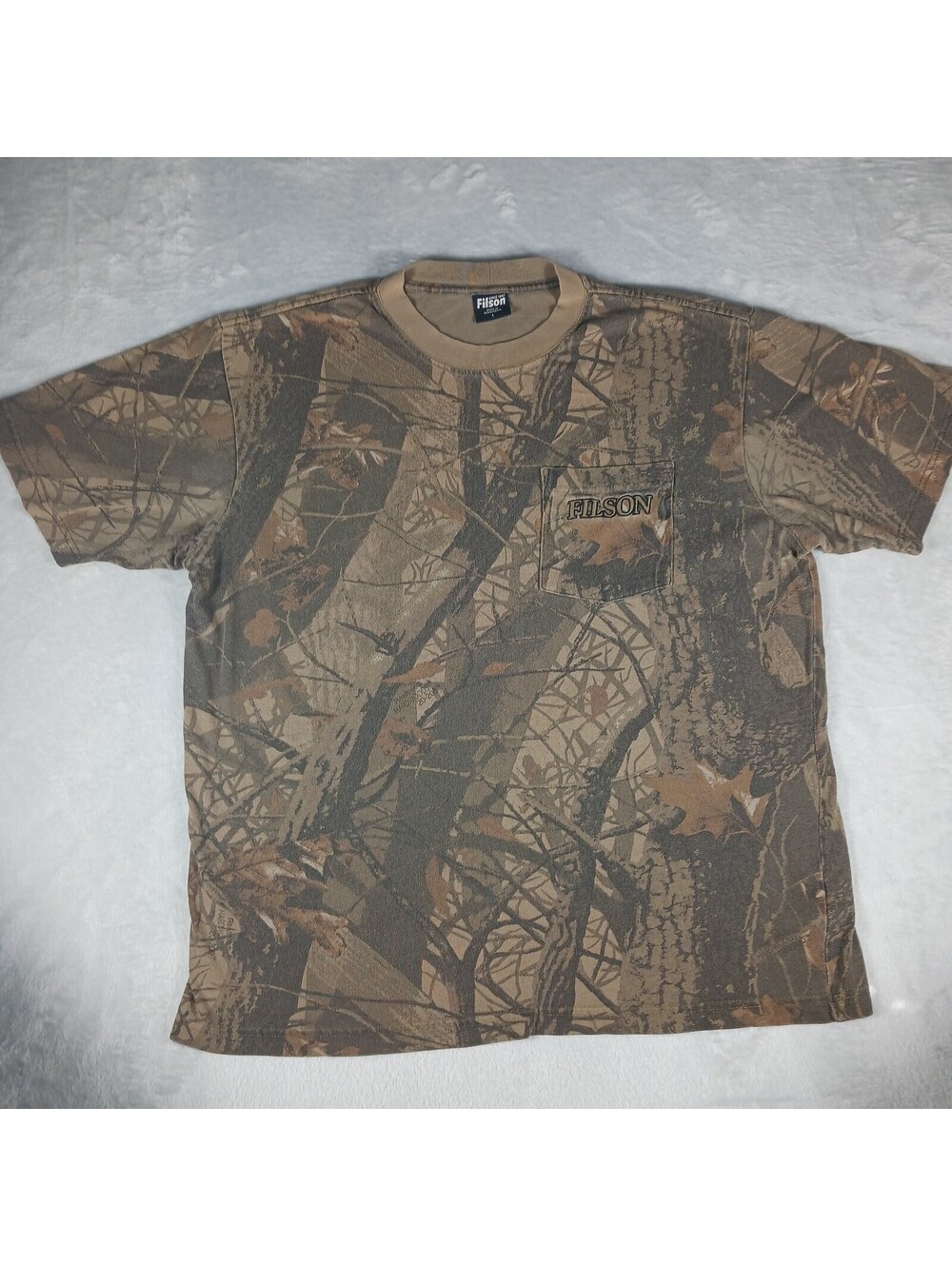 Filson Camo Pocket T Shirt Short Sleeve Adult Large Real Tree Graphic Hunting